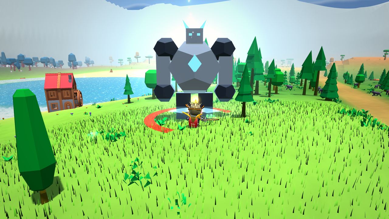 A hero facing the towering Storm Titan world boss