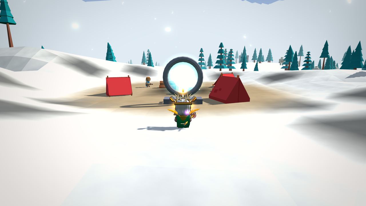 Frostwatch Camp and its waygate in the snow of Frostpeak Pass